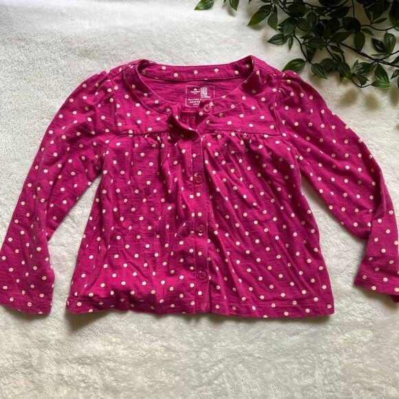 Baby Gap Factory 3T Long Sleeve Tee Pink Fuchsia Polka Dot Kids Button-Up - Picture 2 of 16